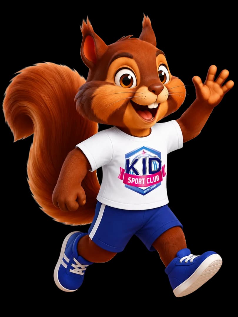 La mascotte écureuil du Kid Sport Club